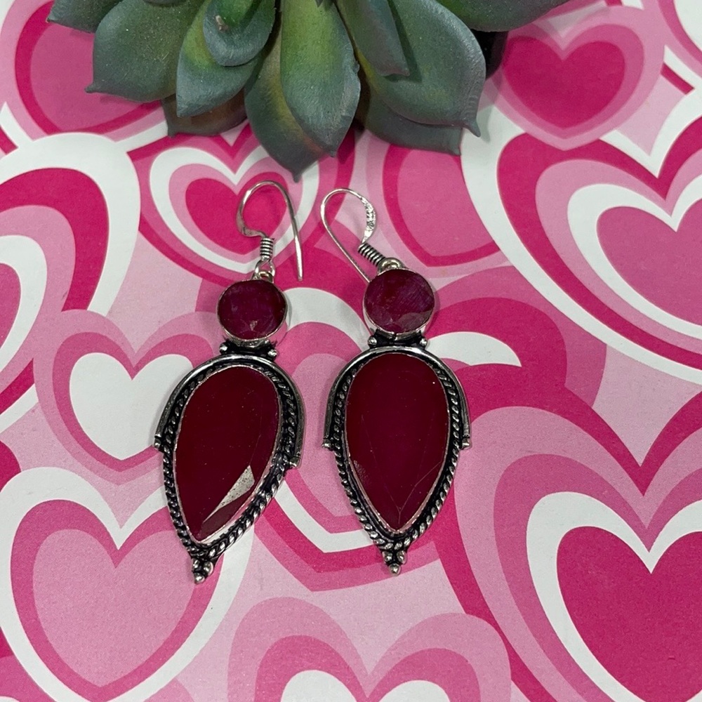 Silver Ruby Earrings - image 2
